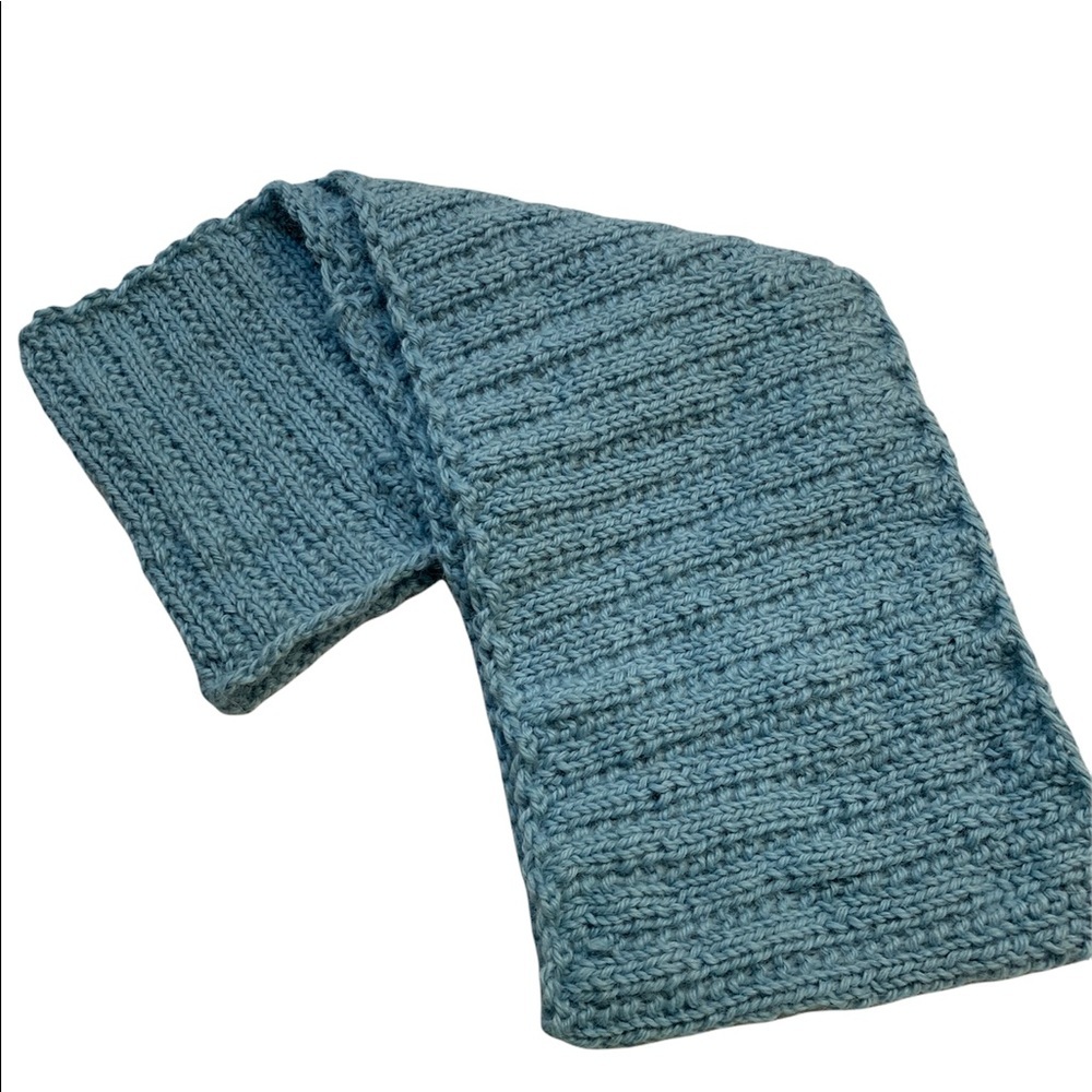 Handmade Baby Alpaca Merino Wool Chunky Knit Infinity Cowl Scarf Blue NWOT
